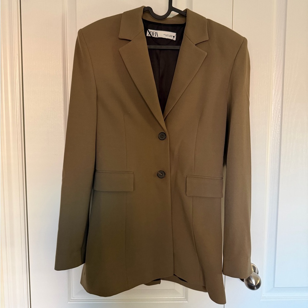 Zara Olive Green Tailored Blazer Jacket - Size S